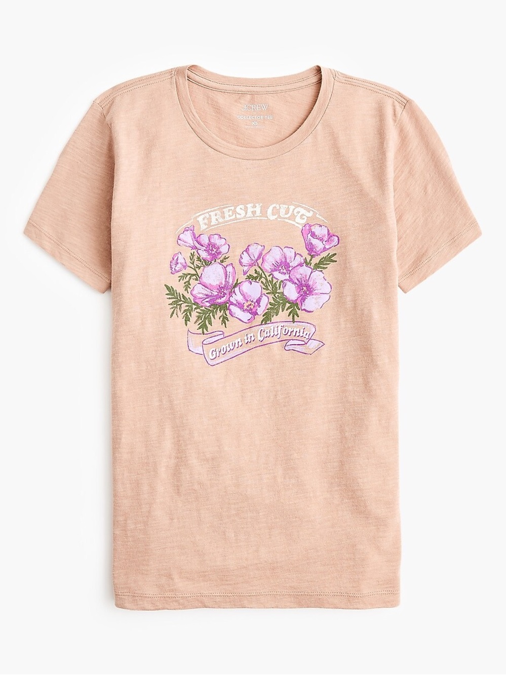 J. Crew Collector Tee Fresh Flowers Grown In California Graphic Women M Beige